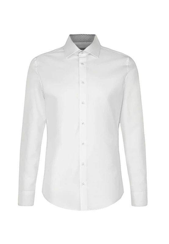 Seidensticker Men's Business Shirt - Slim fit - Non-Iron - Kent Collar - Long Sleeve - Patch - 100% Cotton Weiß