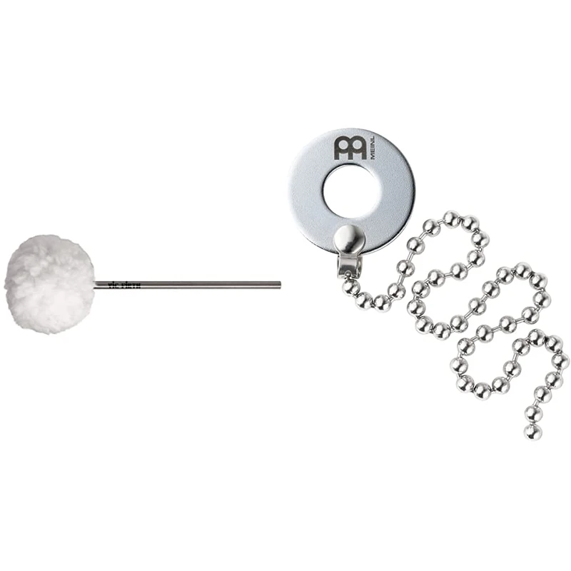 Vic FIrth - VicKick® Bass Drum Beater - Fleece-Covered Felt Head & Meinl Cymbals Bacon Cymbal Sizzler with No Rivets Required (Video), Silver