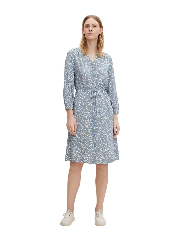 Tom Tailor Ladies Blouse Dress with Print 1030891, 29143 - Blue Dotted Design, 42