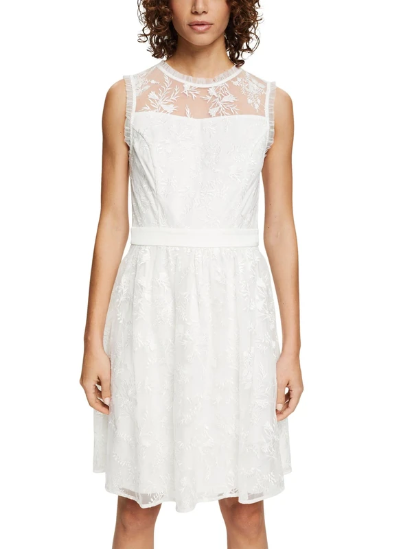 ESPRIT Collection Women's 022EO1E317 Dress, 110/OFF White, Standard