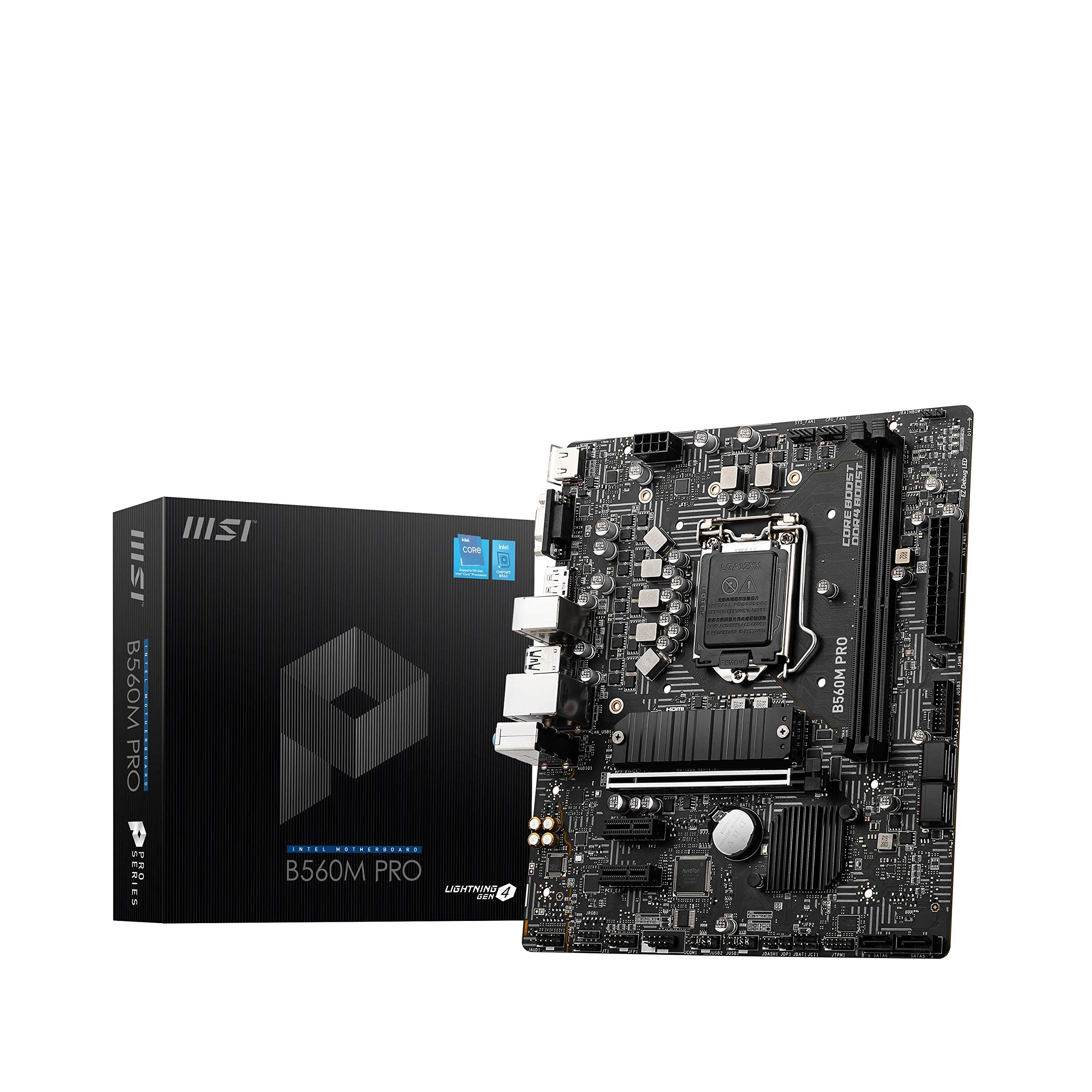 MSI B560M Pro-E ProSeries mATX Motherboard, Intel Core 11th/10th Gen Socket LGA 1200, DDR4, PCIe 4, M.2, USB 3.2, Gbps LAN