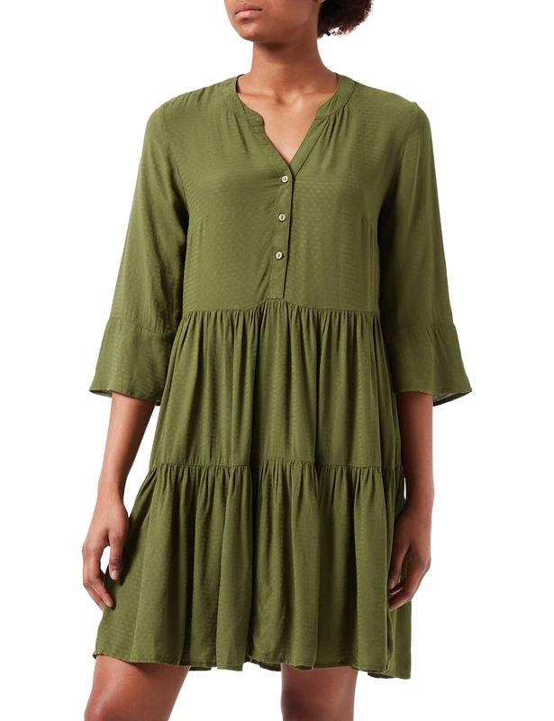 Tom Tailor Denim Ladies Mini Dress with Valance 1030682, 22694 - Cypress Olive, X-Large