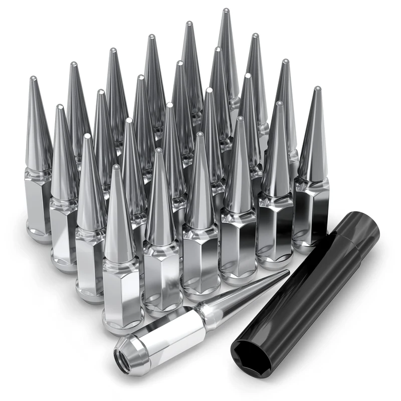 2907-25AM Chrome 1-Pc Hex Spike Lug Nut