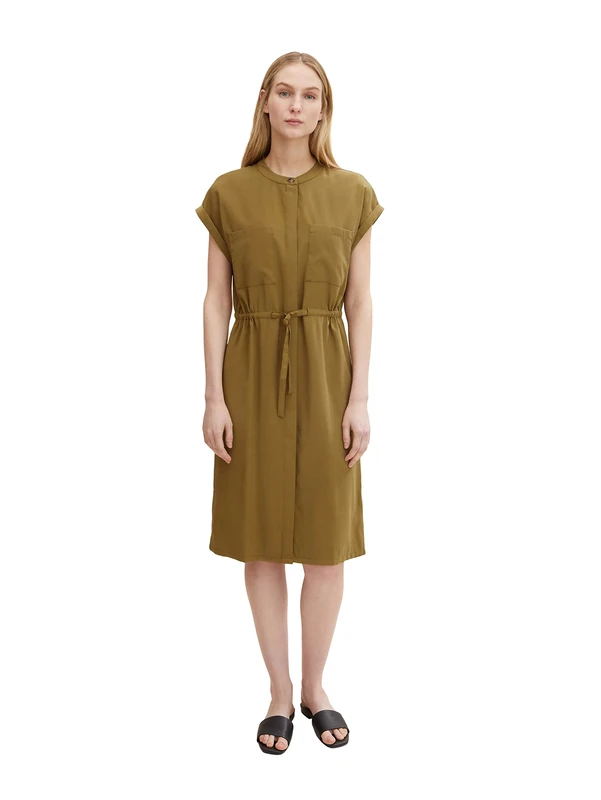 TOM TAILOR Ladie's 1030255 Dress with Chest Pockets, 28866-Strong Olive, 40