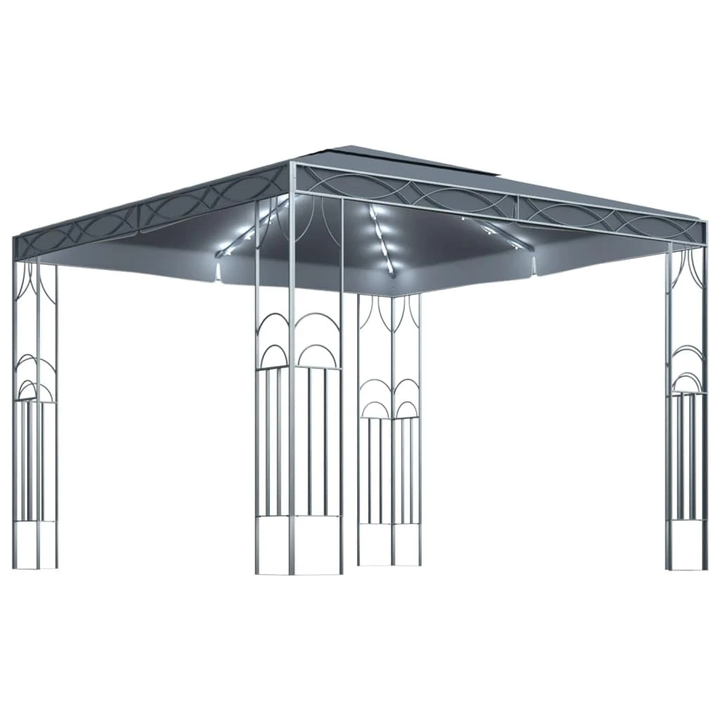 vidaXL Gazebo with LED String Lights Outdoor Activity Pavilion Garden Gazebo Patio Marquee Party Sunshade Canopy Tent 300x300 cm Anthracite