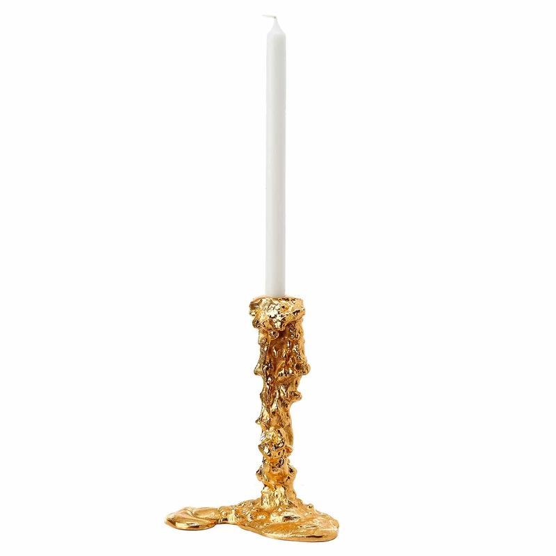 Pols Potten Drip Candle Holder for Table Candles - Gold, Medium - Image 1
