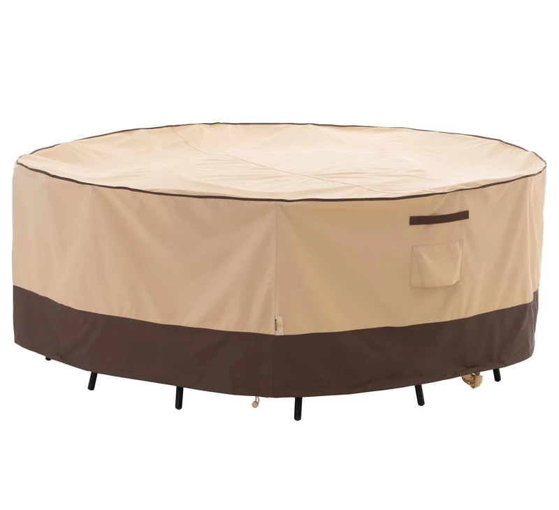 F&J Outdoors Patio Outdoor Furniture Cover Round Waterproof Eco-Friendly Fabric UV Resistant Anti-Fading Covers for Medium Small Dining Set, 72"DIA x 27.5"H