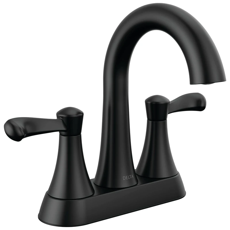 Delta Faucet Esato Matte Black Bathroom Faucet, Centerset Bathroom Faucet Black, Bathroom Sink Faucet, Drain Assembly Included, Matte Black 25897LF-BL