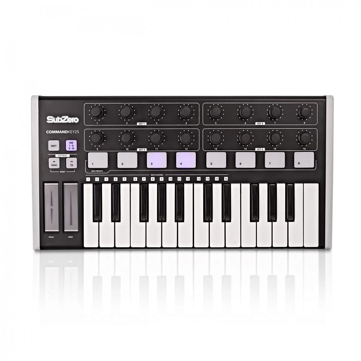 25 Key MIDI Controller Keyboard SubZero CommandKey25