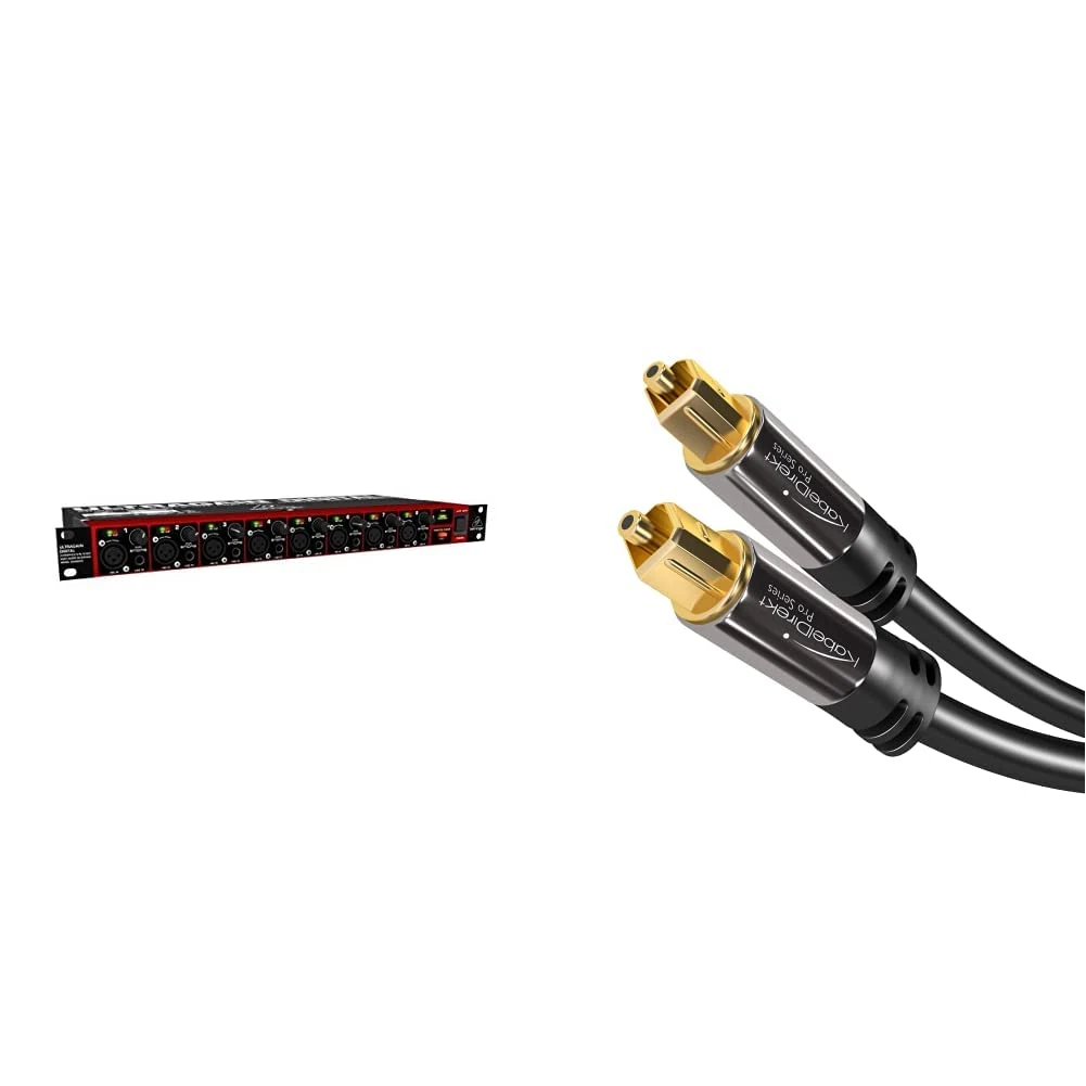 Behringer ADA8200 Audiophile 8 In/8 Out ADAT Audio Interface with Midas Mic Preamplifiers & KabelDirekt 1m Optical Digital Audio Cable/TOSLINK Cable PRO Series