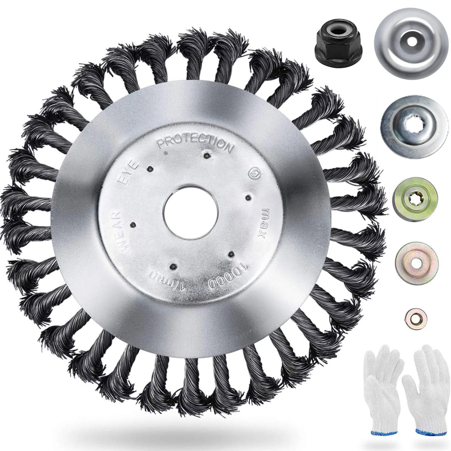 HAUSPROFI 8'' Grass Trimmer Cutter Head for Garden Lawn Mower, Strimmer Wire Brush Head with Knotted Wire, Universal Solid Steel Wire Wheel for Brush Cutter Attachment Replacement