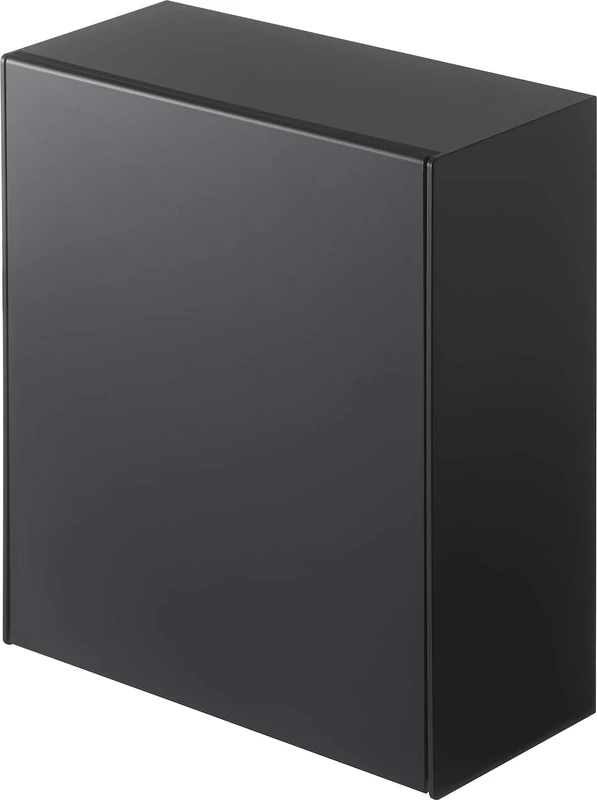YAMAZAKI 5434 TOWER Film Hook Storage Box, Black, ABS Resin, Minimalist Design, 17 x 8.7～16 x 20 cm (LxWxH) - Image 1