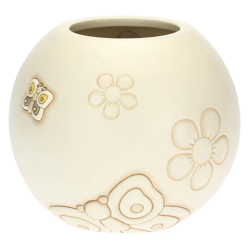 THUN - Decorative Vase with Butterfly and Flowers - Elegance Line - Living, Home Furnishing - Ceramic - Top Support/Opening Base Ø 10 cm; Vase Ø 20.3 cm; 18 cm H