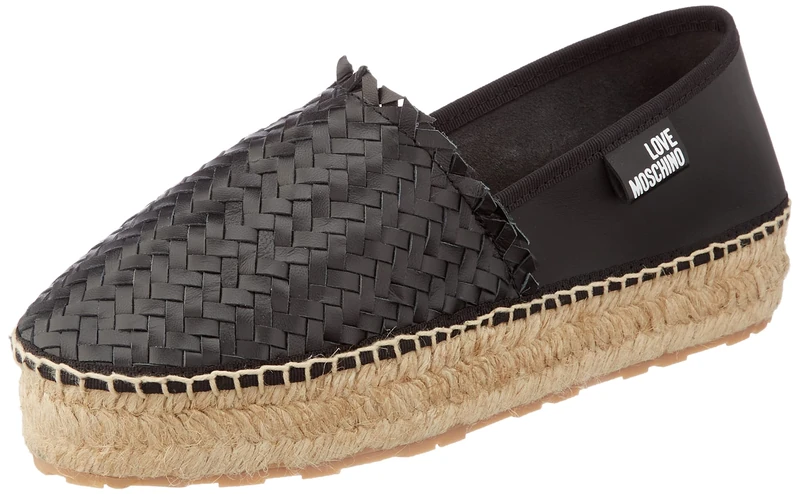 Love Moschino Women's Espadrillas Driving Style Loafer, Nero, 4 UK
