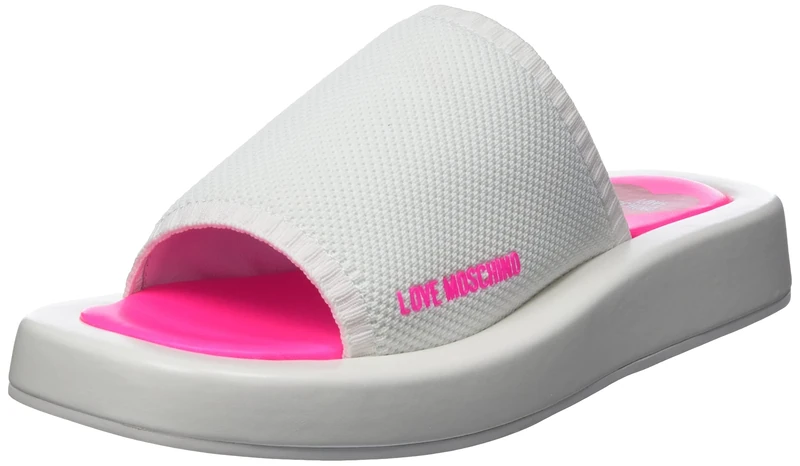Love Moschino Women's Sabot Mule, Bianco, 3 UK