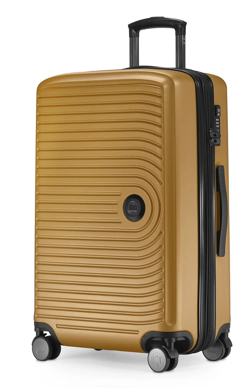 HAUPTSTADTKOFFER Mitte - Medium-Sized Hard-Shell Suitcase, TSA, 4 Wheels, Check-In Luggage with 8 cm Volume Expansion, 68 cm, 88 L, Autumn Gold