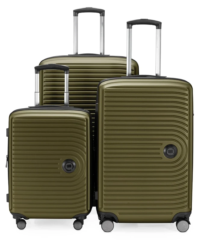 HAUPTSTADTKOFFER Mitte - Set of 3 Suitcases - Hand Luggage Suitcase 55 cm, Medium Suitcase 68 cm + Large Travel Suitcase 77 cm, Hard Shell ABS, TSA, Avocado