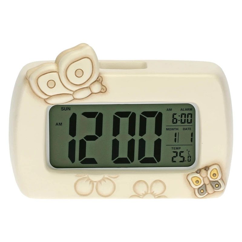 THUN Digital Ceramic Alarm Clock - Butterflies and Flowers