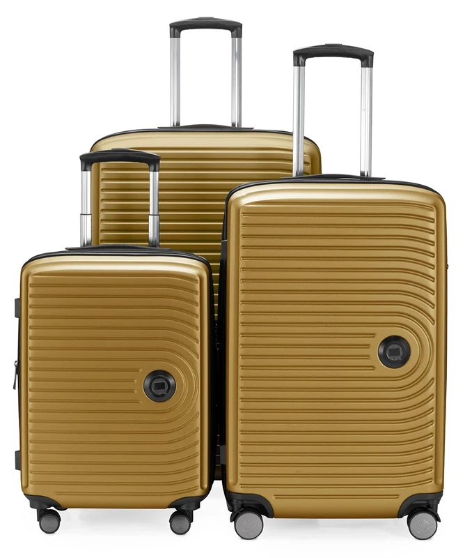 HAUPTSTADTKOFFER Mitte - Set of 3 Suitcases - Hand Luggage Suitcase 55 cm, Medium Suitcase 68 cm + Large Travel Suitcase 77 cm, Hard Shell ABS, TSA, Autumn Gold