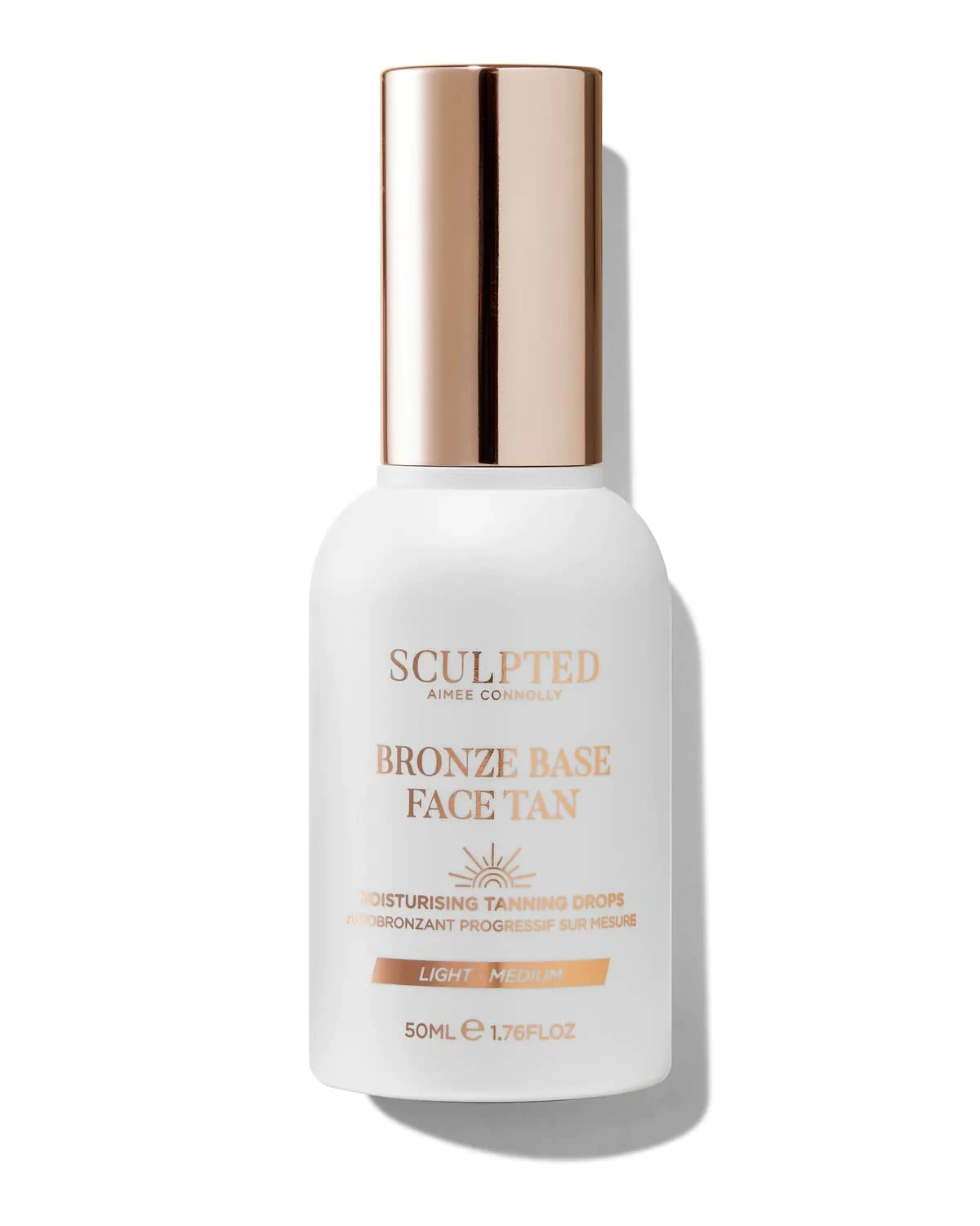 Bronze Base Self Tan Drops from Sculpted by Aimee - Fast-Drying, Fragrance Free Face Tan in 50ml Pump Bottle with Vitamin E (Light/Medium)