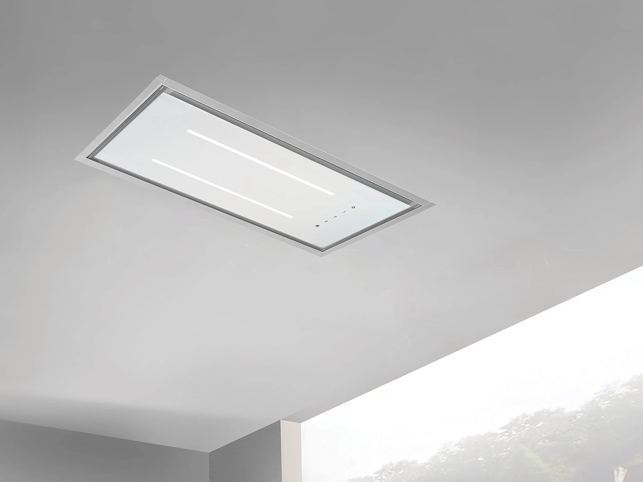 ViandPro Aria Flush Fit Ceiling Hood 90 x 30 White/Stainless Steel Frame Fits Between Joists