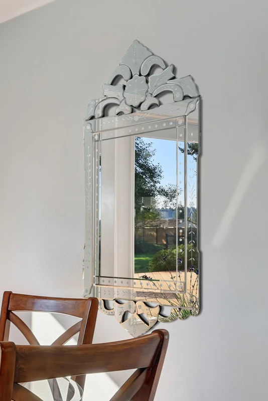MirrorOutlet Milton Manor Antique Style Detailed Venetian Wall Mirror 4Ft X 1Ft11 122cm X 59cm, Frameless, JH015-M, 120 x 58