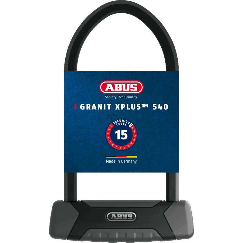 ABUS U-lock Granit XPlus 540 + SH B bracket - Bike lock with XPlus cylinder as tamper protection - security level 15-230 mm shackle height