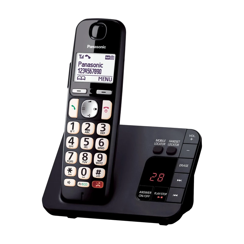 Panasonic KX - TGE820EB Digital Cordless Phone About 40 minutes Answering Machine with Nuisance Call Block and Dedicated Key, Amplified Sound Single