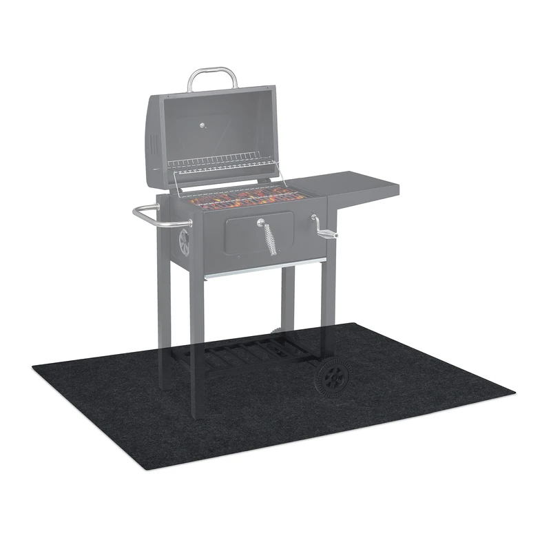 Relaxdays Floor Mat, BBQ, Grill, Splatter, Protection, Garden, Board, Outdoor, Durable, HxW: 120x100 cm Matte, Charcoal