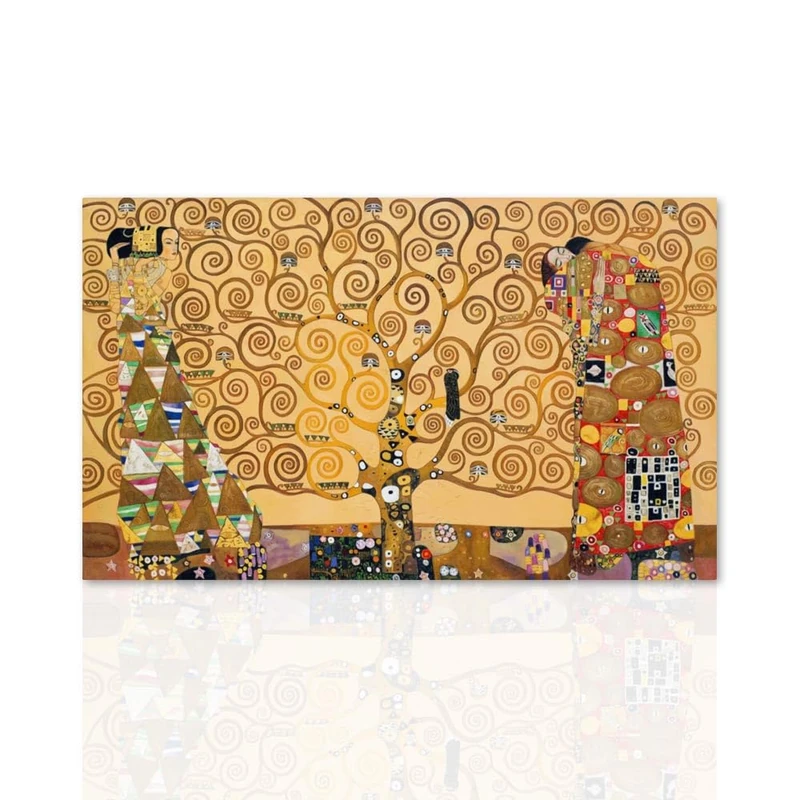 Declea Home Decor Gustav Klimt The Tree of Life Canvas Art Reproduction on Canvas Wooden Frame Handmade