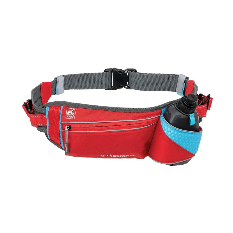 Kurgo Hands-Free Dog Running Belt, Waist Belt for Walking Dogs, Reflective, Adjustable, Includes Water Bottle, For Running and Hiking, On-Trail Lead