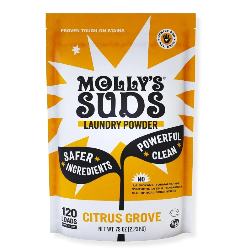 Molly's Suds Original Laundry Detergent Powder - Natural Washing Powder, Earth Derived Powder Detergent, Non-Liquid Organic Washing Detergent, Sensitive Skin Laundry Detergent - 120 Loads,Citrus Grove