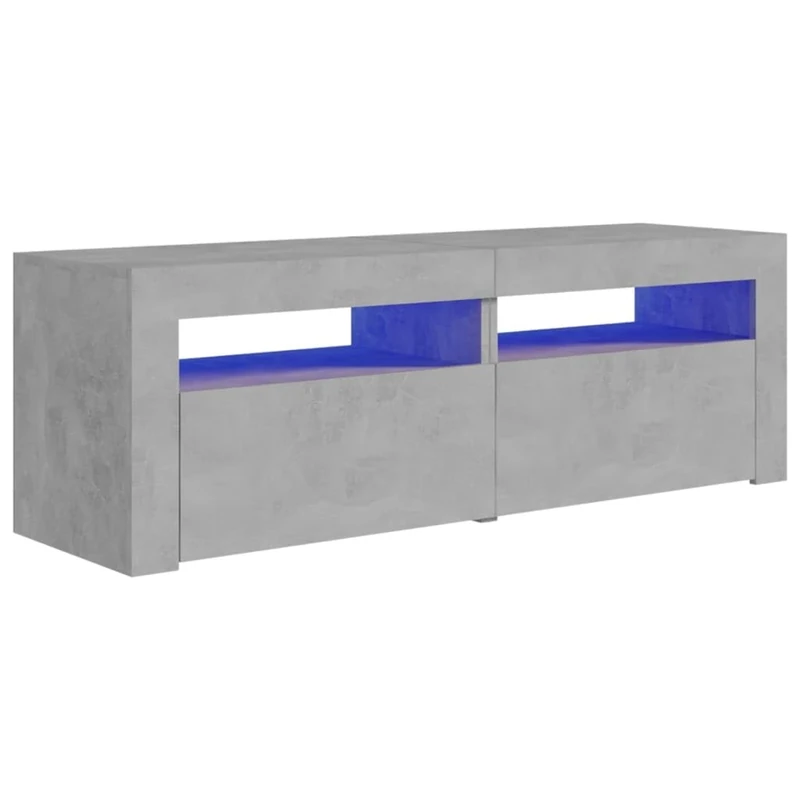 vidaXL Modern TV Cabinet with Adjustable RGB LED Lights, Media Console Unit with Storage, Grey