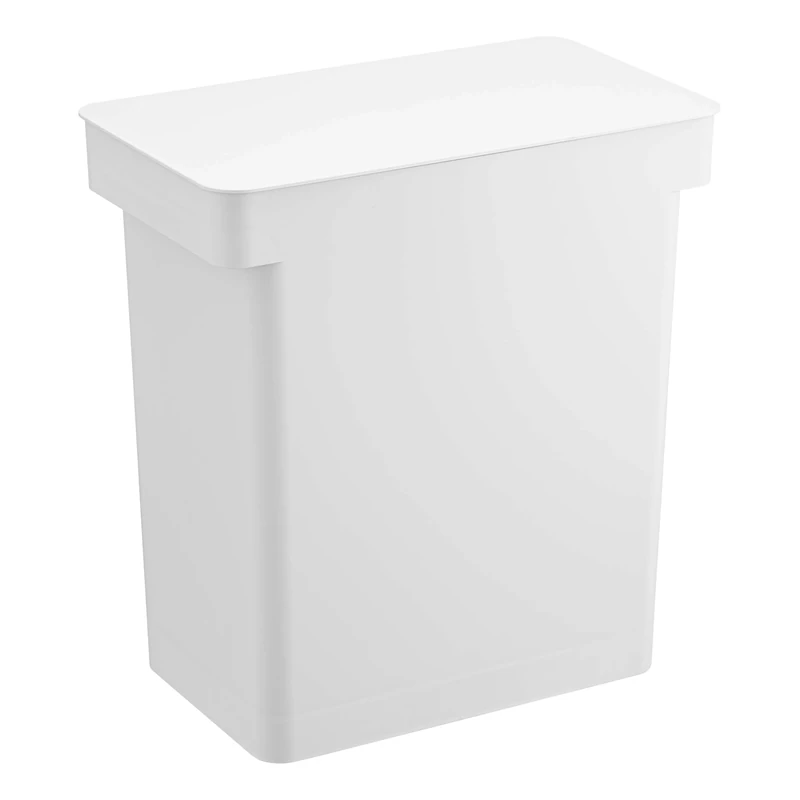 YAMAZAKI 5427 TOWER Airtight Trash Can With Caster, white, Polypropylene/ABS Resin/POM Resin/Silicone/Steel, Minimalist, 41 x 24 x 42.5～65.5 cm