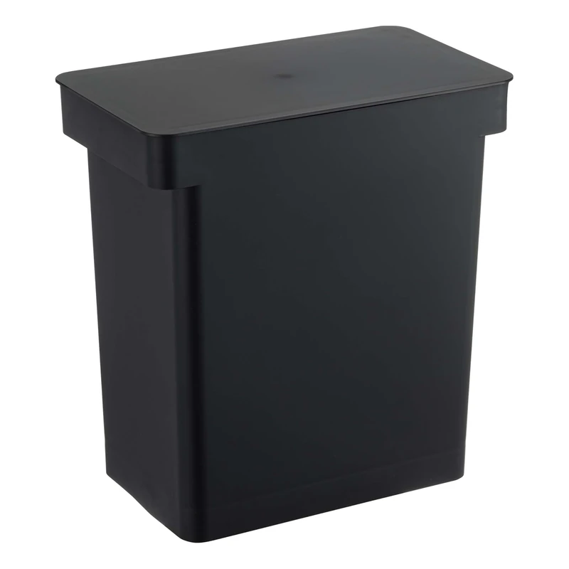 YAMAZAKI 5428 TOWER Airtight Trash Can With Caster, black, Polypropylene/ABS Resin/POM Resin/Silicone/Steel, Minimalist, 41 x 24 x 42.5～65.5 cm