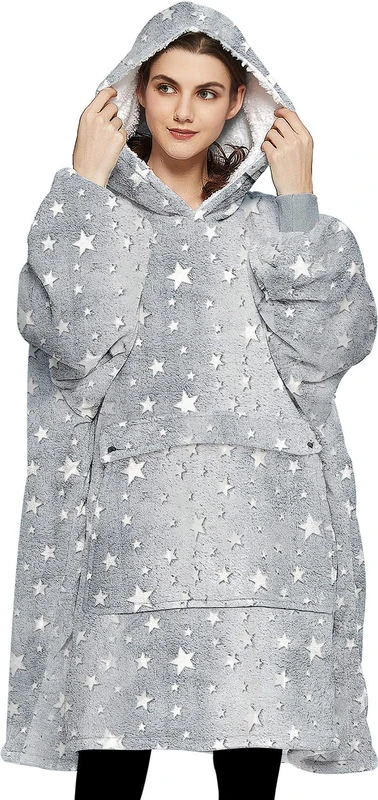 KFUBUO Wearable Blanket Hoodie for Adults Sherpa All Patterns Oversized Sweatshirt Blanket with Pocket