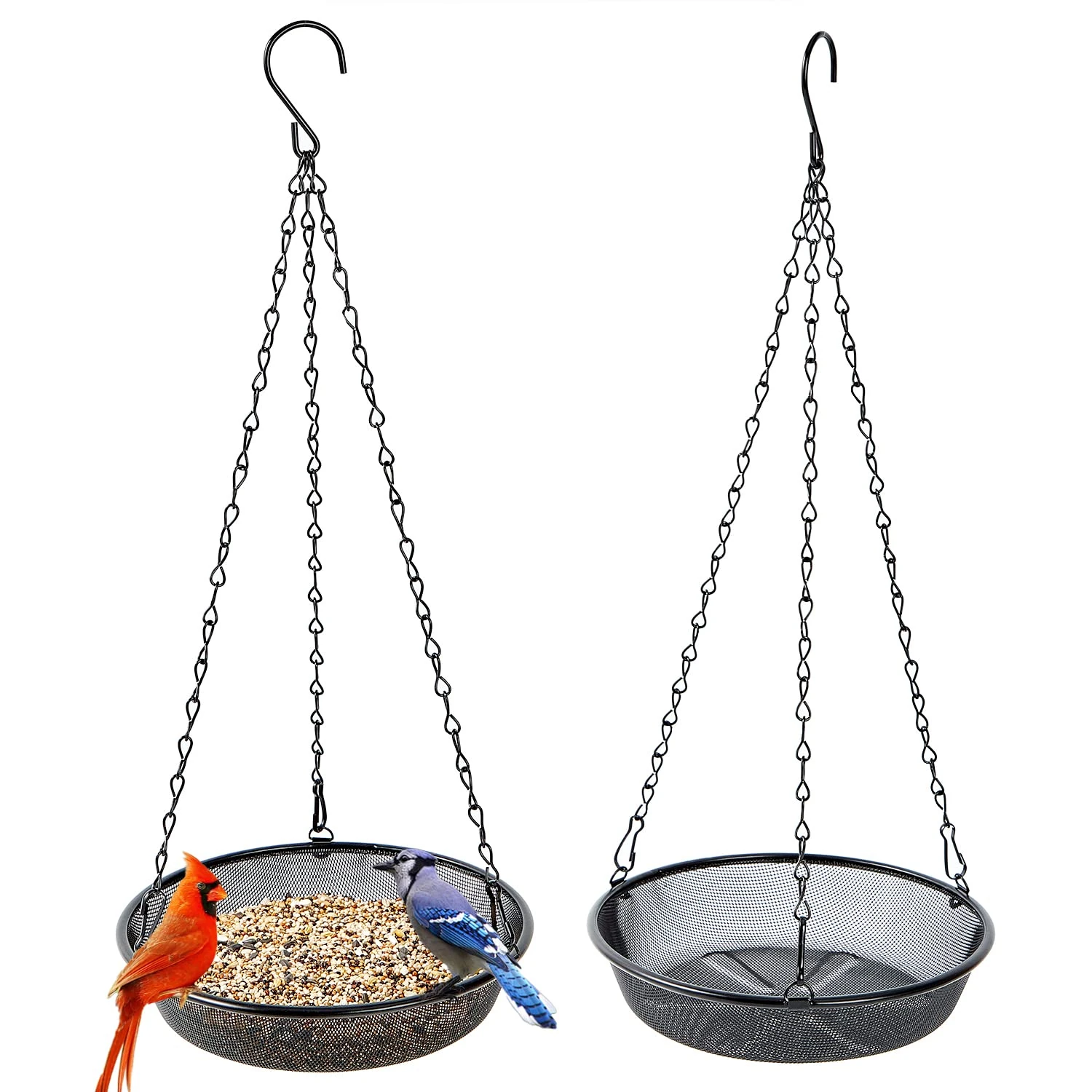 HH-LIFE 2 pcs Metal Mesh Hanging Bird Feeder Tray Food Platform for Bird Feeders, Outdoor Garden Decoration for Wild Backyard Attracting Birds (Ø21.5cm)