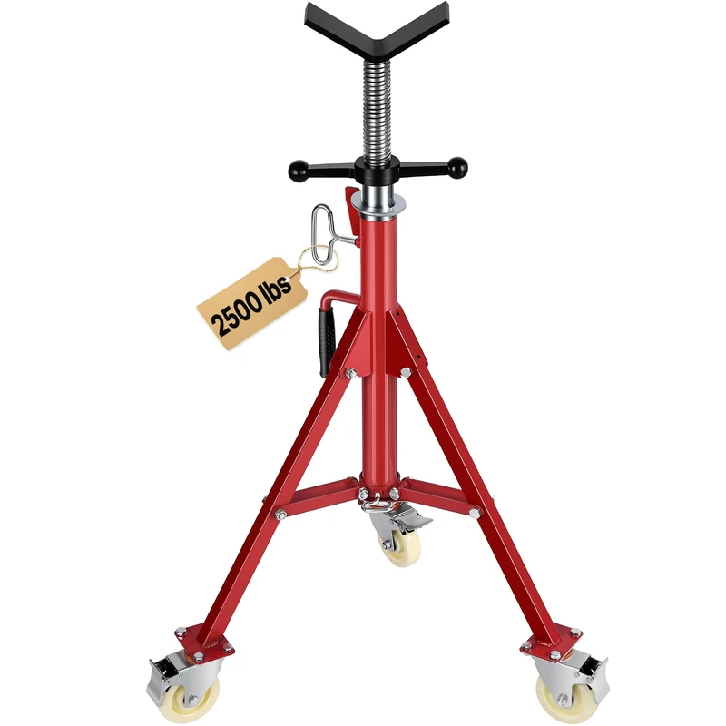 VEVOR Pipe Stand, V Head Pipe Stand Adjustable Height 28-52 Inch, Pipe Stands with Casters 882 LB, Folding Portable Pipe Stands 1/8 to 12 Inch Pipe Supporting, Steel Stand - Image 1