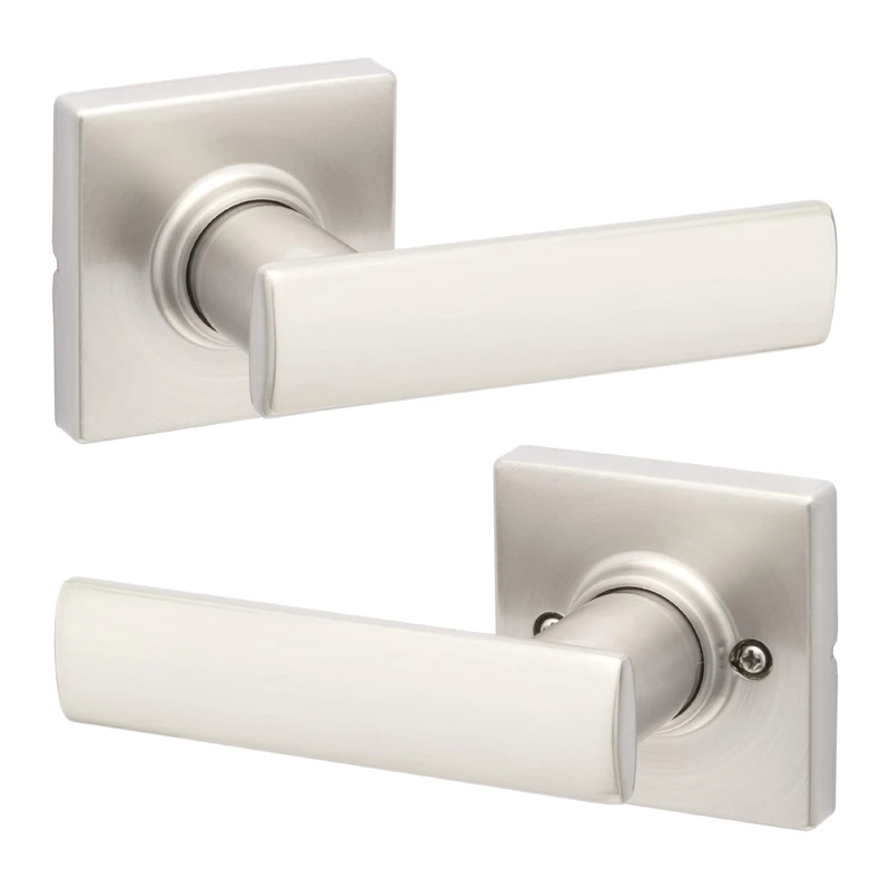 Kwikset Breton Passage Door Lever for Hall and Closet Doors Featuring Microban in Satin Nickel