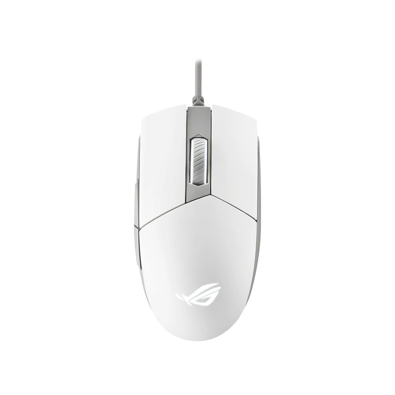 ASUS ROG Strix Impact II Wired Gaming Mouse, 6,200 DPI Optical Sensor, 5 Programmable Buttons, RGB, Swappable Switch Design, Lightweight, Left Hand Friendly, Moonlight White