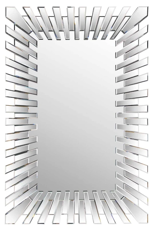 MirrorOutlet Milton Manor Modern Unique 3 Dimensional Sunburst All Glass Venetian Rectangular Wall Mirror 120cm x 80cm 3ft11 x 2ft8, Frameless, JH034-M