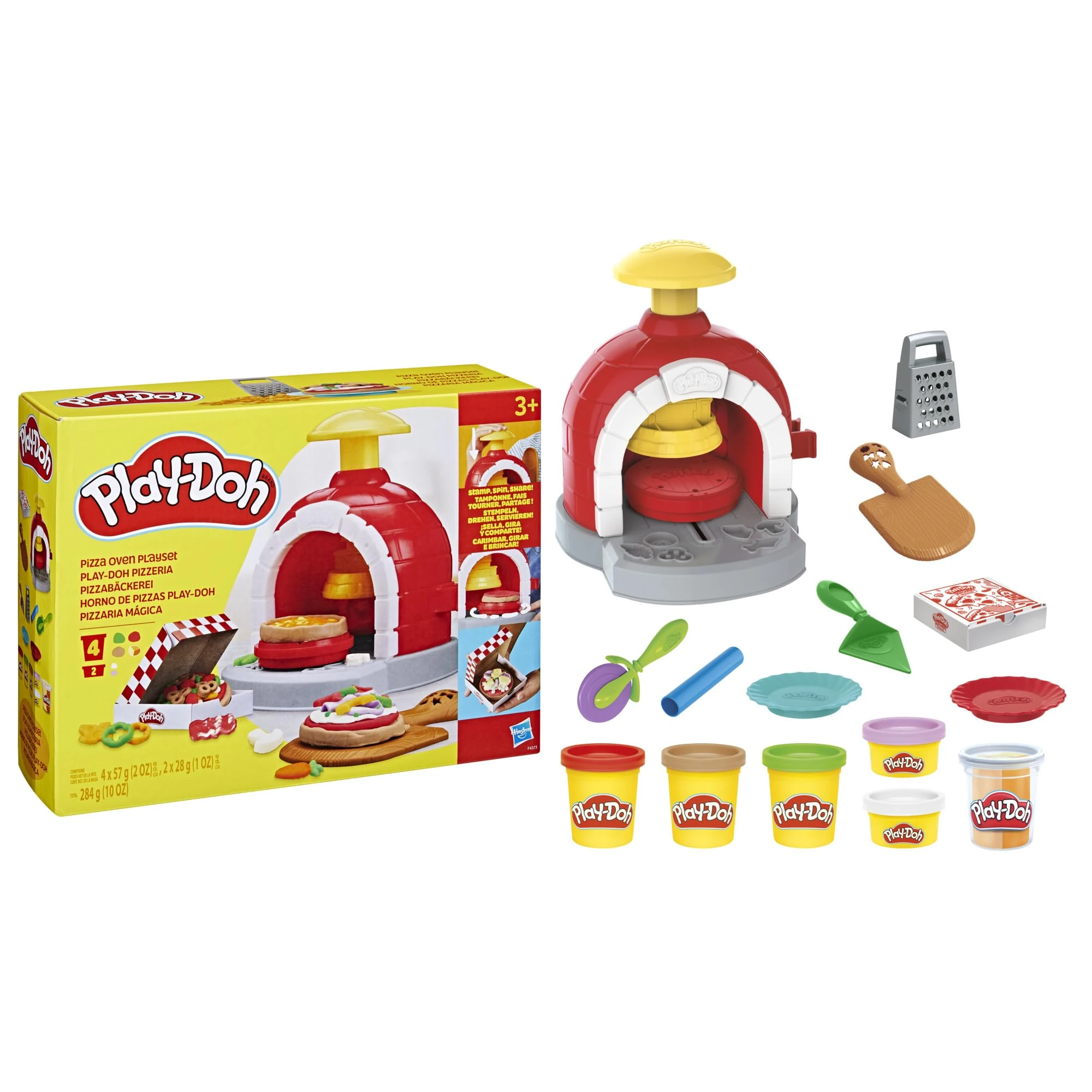 Play-Doh Kitchen Creations Pizza Oven Playset, Pretend Play Cooking Toy with Pizza Tools & 6 Tubs, Arts and Crafts for Kids Boys & Girls (3+), Non-Toxic Modelling Compound, Creative Craft Kit