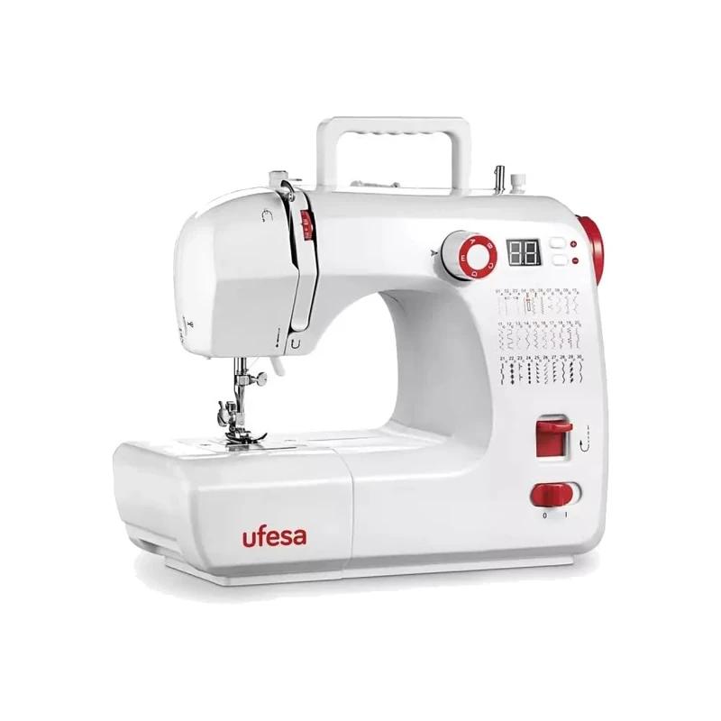 Ufesa SW3003 Sewing Machine with 30 Stitches, LCD Display, 2 Speeds, Sewing Light, Pedal/Manual Switch, 12V Power