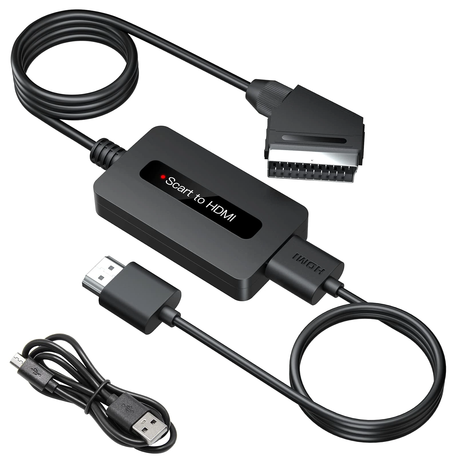 SUNNATCH Scart to HDMI Converter, Male Scart In HDMI Out Converter Supports Full HD 720P/ 1080P Output Switch