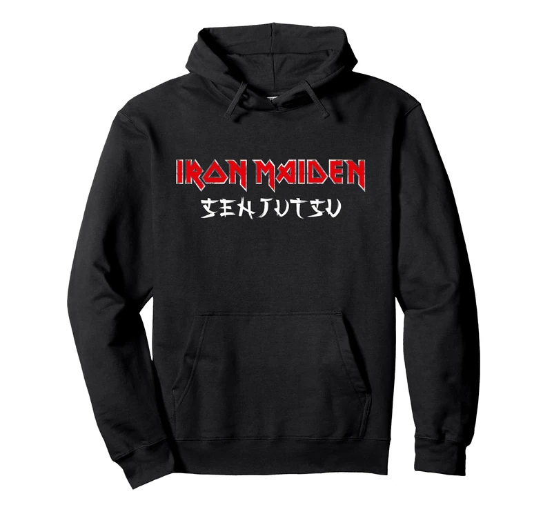 Iron Maiden Senjutsu Logo Eddie Square Distress Front Back Pullover Hoodie