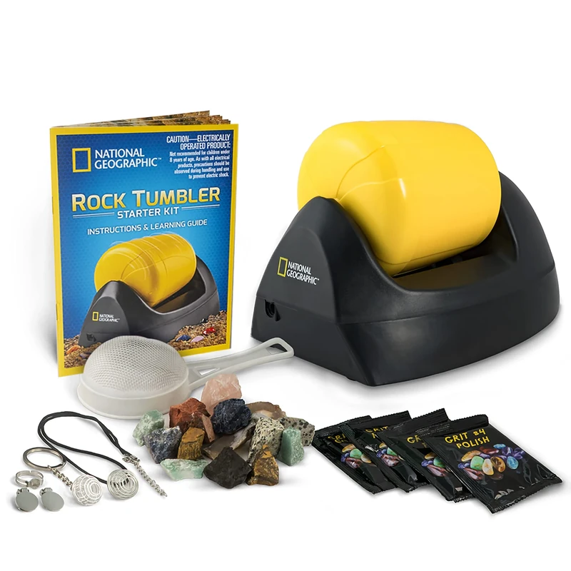 National Geographic Rock Tumbler Machine - Amazing Gemstone Polishing Machine with Authentic Grit, Stones and Crystals | STEM Educational Rock Polisher Hobby Kit Gifts for 8+ Year Old Boys and Girls