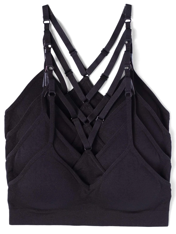 Kalon 4 Pack Women's Seamless Racerback Sports Bra, 4 Black, XL - Image 1