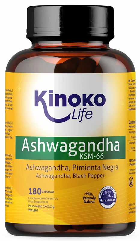 Ashwagandha KSM-66 180 Capsules, 500 mg, with Black Pepper, Vegan, No Magnesium Stearate, Gluten Free, Non-GMO - Image 1