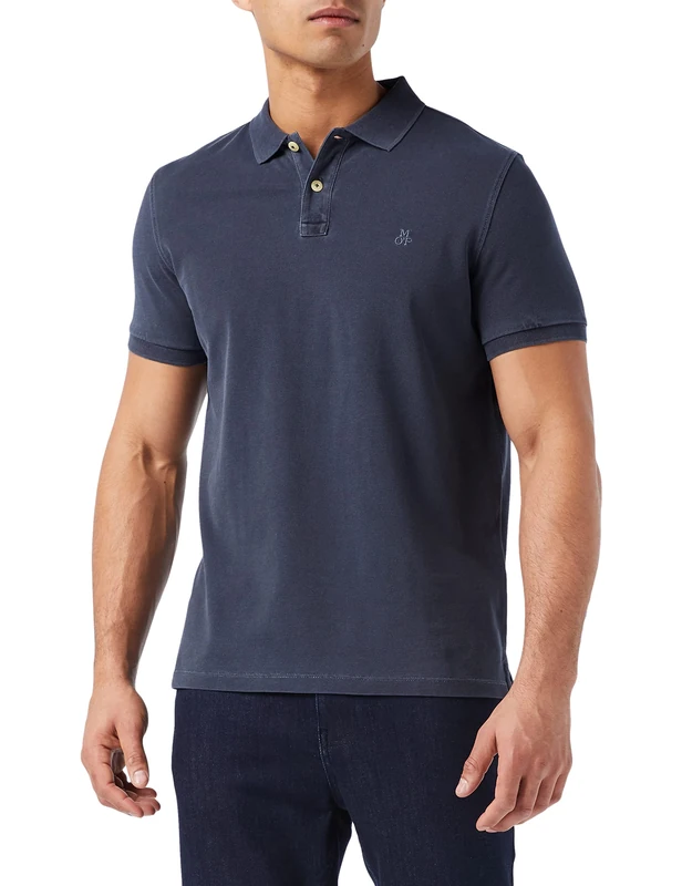 Marc OߴPolo Men's Regular Fit Organic Cotton Short Sleeve Polo Shirt, Blue (Total Eclipse), M