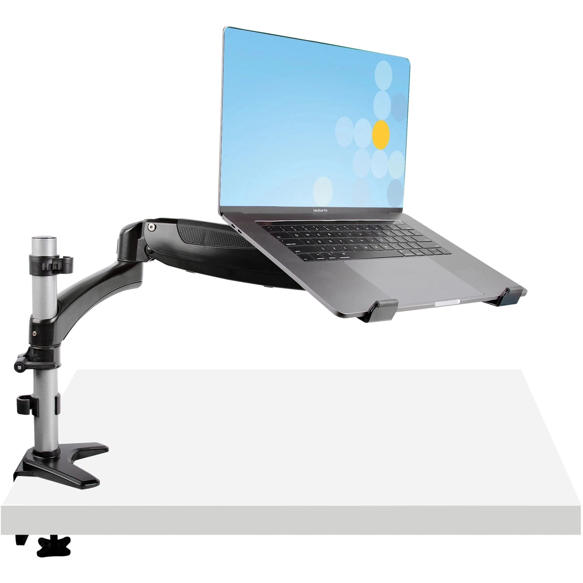 StarTech.com Desk Mount Laptop Arm, Articulating Arm for Laptop or Single Monitor up to 34" (17.6lb/8kg), VESA Tray Bracket, Ergonomic Adjustable Stand, Desk & Grommet Clamp